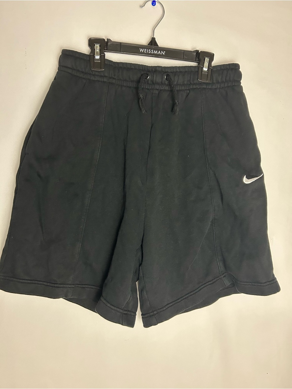 Nike Men's Black Athletic Shorts with White Swoosh